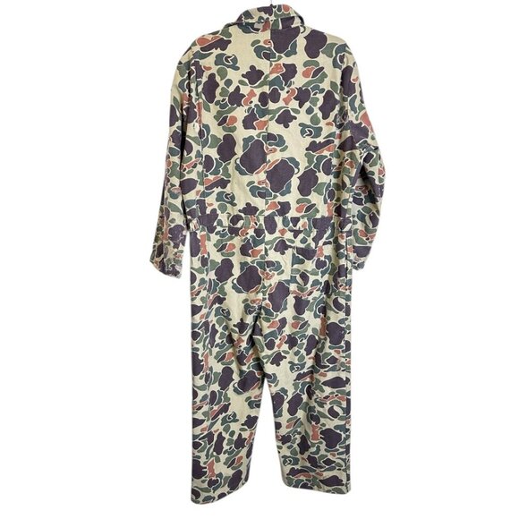 Vtg Duck Camo Canvas Coveralls Sz L Distressed One Piece Utility‎ Grunge Hunting - Picture 14 of 14
